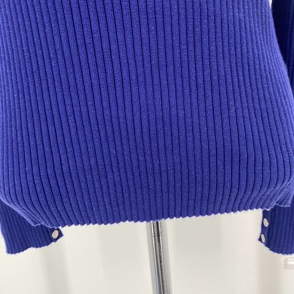 Ralph Lauren Womens Snap Button Long Sleeve Cotton Cable Knit Sweater Blue Large - Picture 6 of 12